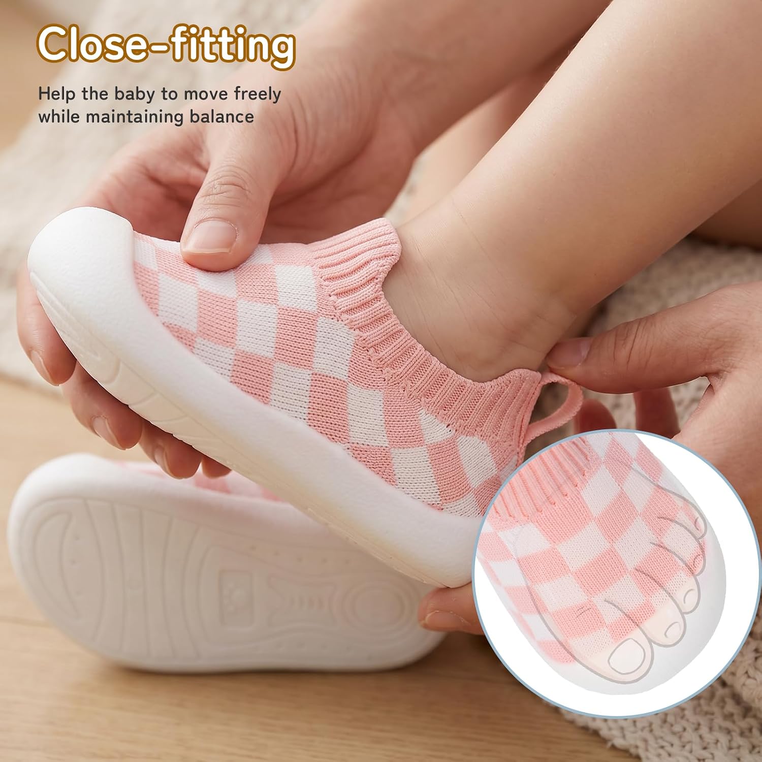 Baby Toddler Infant Shoes First Walkers Indoor Outdoor Walking Shoes for Baby Boys Girls 9-24 Months