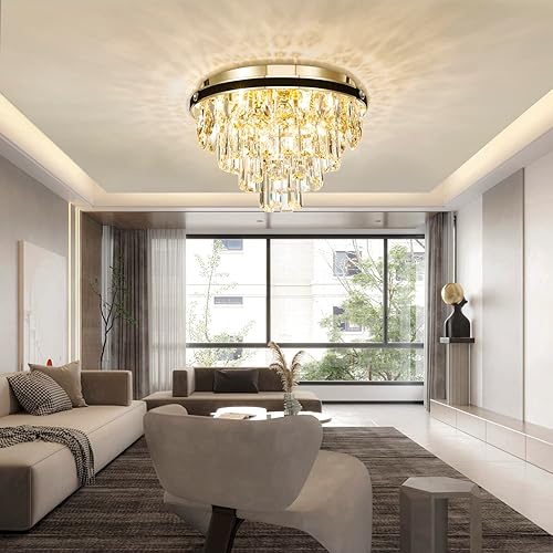 Miniatura 2 de Lámpara de techo empotrada de cristal, candelabro de granja, mini lámparas de techo, candelabros de cristal dorado para comedor, dormitorio,