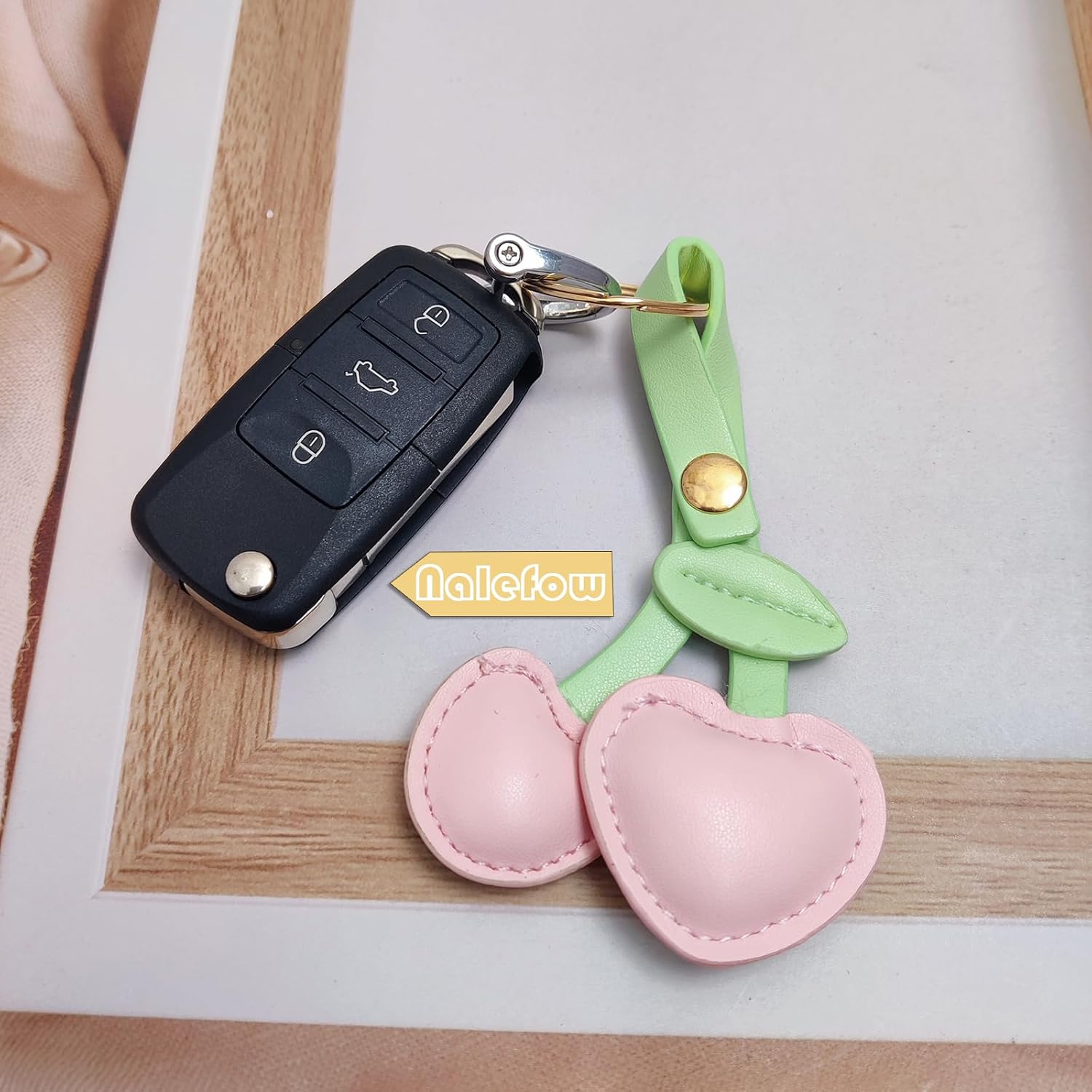 Cherry Bag Charms,Cute Purse Keychain,Key Chains Women Cute,Car keyrings leather handbags,Valentines Day Gifts - Image 4