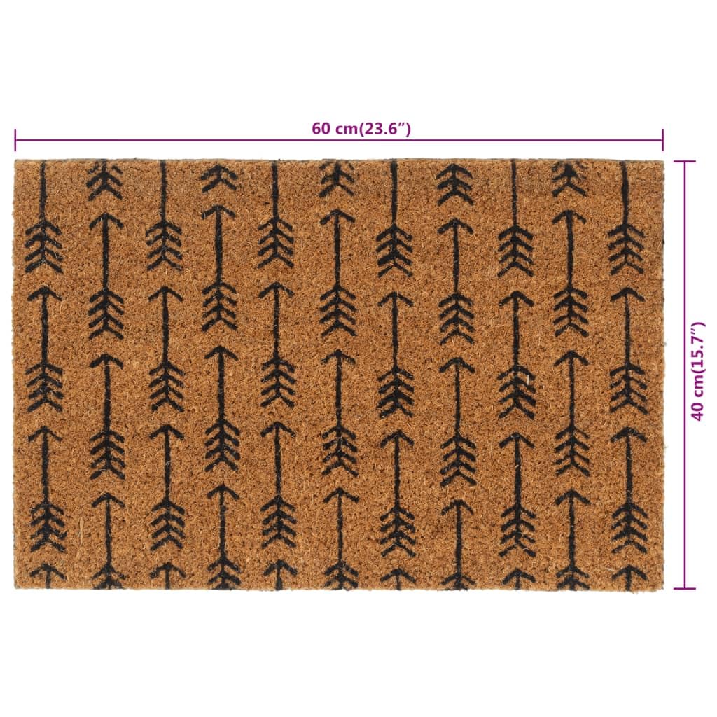 Felpudo natural de 40 x 60 cm, fibra de coco, antideslizante, impermeable, para interior y exterior, ideal para puerta de casa, pasillo, balcón, jardín, duradero