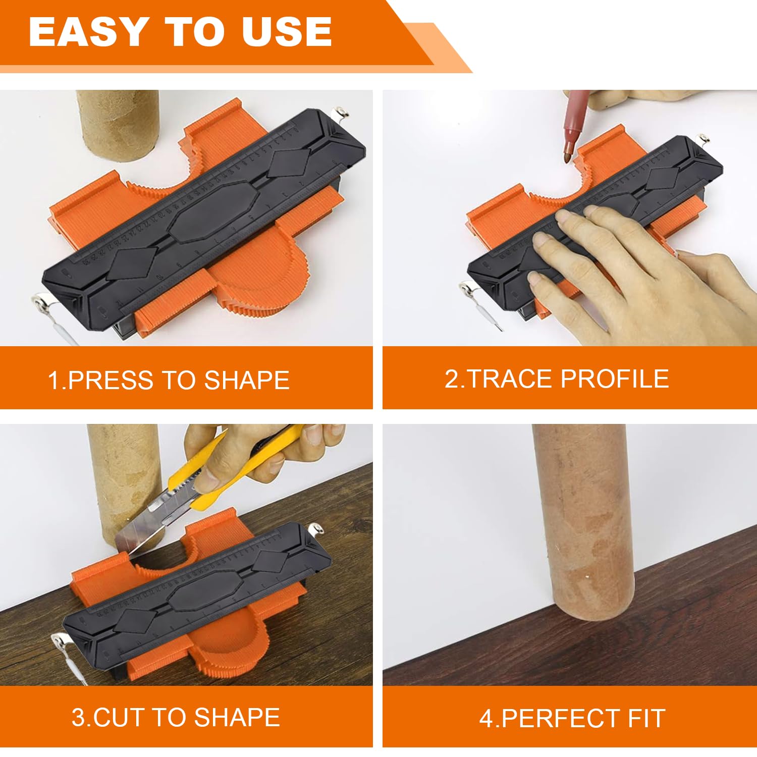 NICEWAT 12‘’ Contour Gauge Profile Tool, 30cm Profile Measuring Tool,Measuring Shape Outline Angle with Lock - Image 4