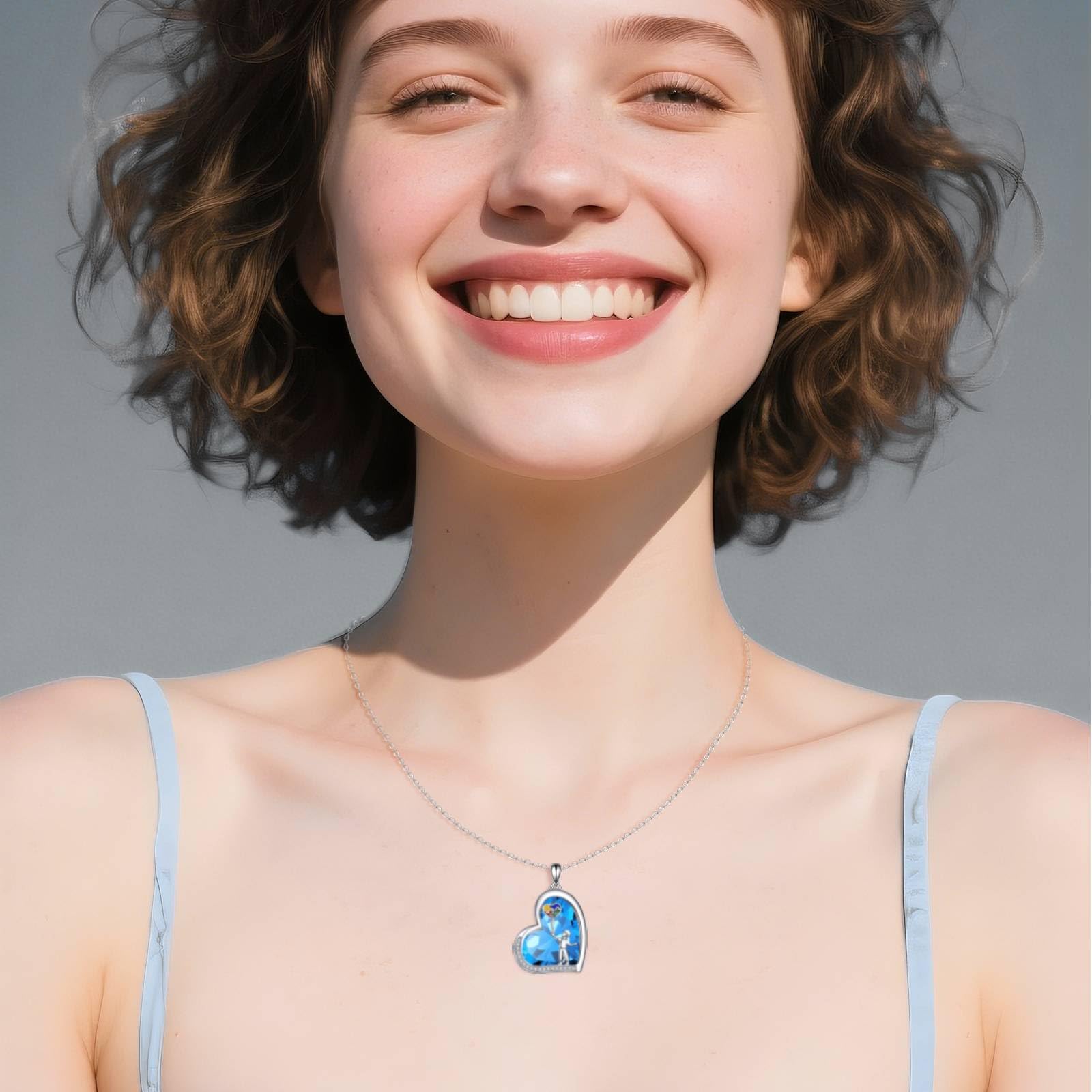 Snapklik.com : Autism Awareness Necklace Sterling Silver Blue Crystal ...