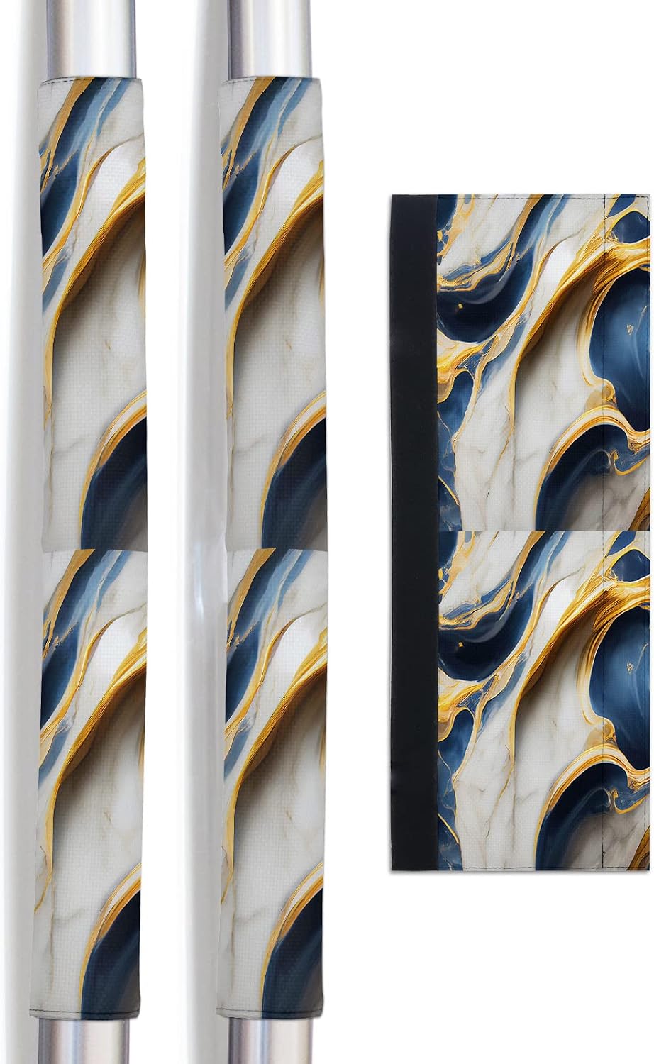 Navy Blue Gold Refrigerator Door Handle Covers Set of 2 for Dishwasher Microwave Oven Fridge Stove Appliance Door Handles,Washable Kitchen Decor Accessories,Marble Modern Art Abstract Gradient Gray