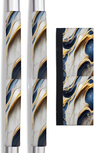 Juego de 2 fundas para manijas de puerta de refrigerador azul marino dorado para lavavajillas, microondas, horno, nevera, estufa, electrodomésticos,