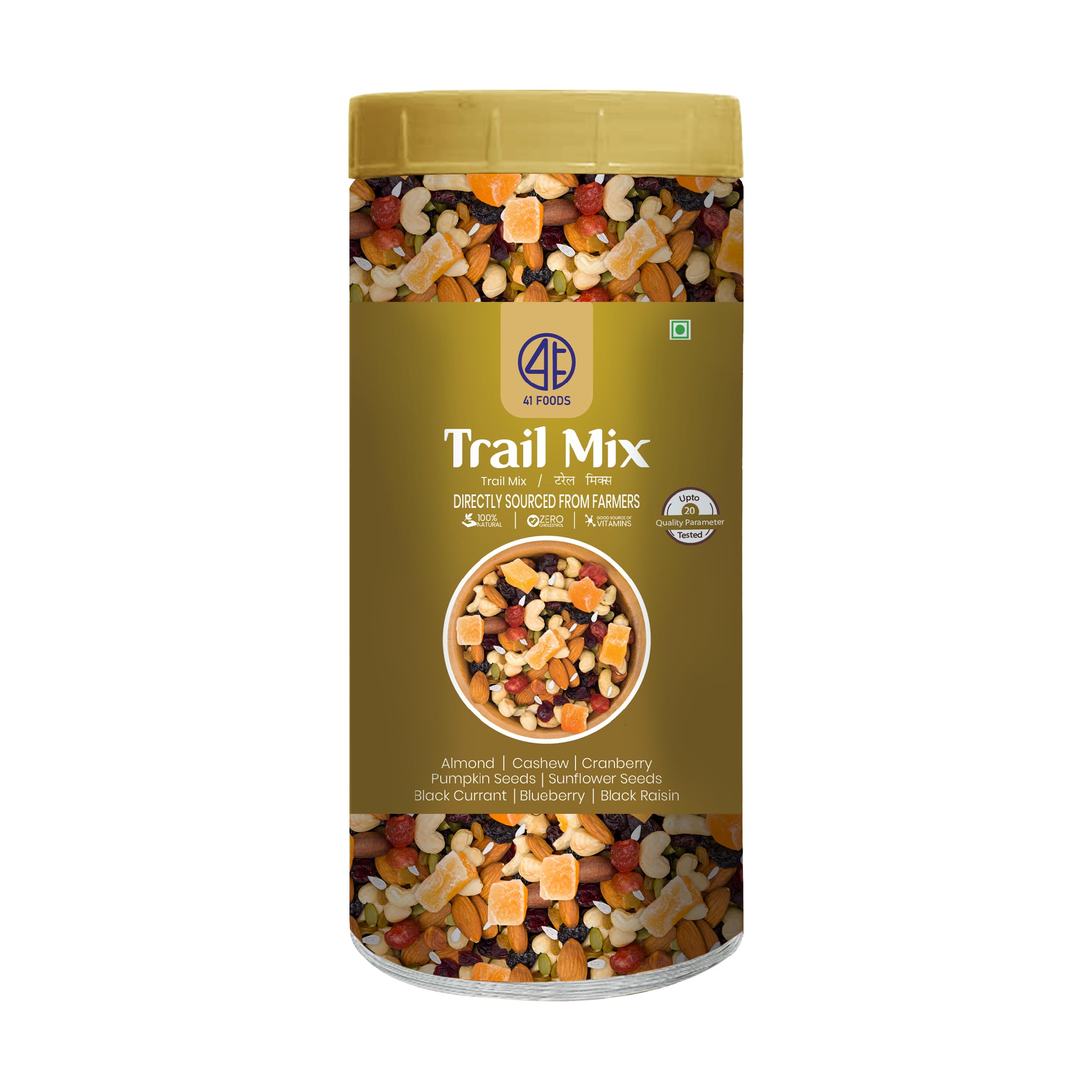 41 Foods Trail Mix | Almonds, Cashews, Pumpkin Seeds, Sunflower Seeds, Raisins, Black Currant, Blueberry & Cranberry | High Protein, Fiber & Antioxidants | Healthy Nuts and Snacks, Seeds & Berries (200g)-image-28