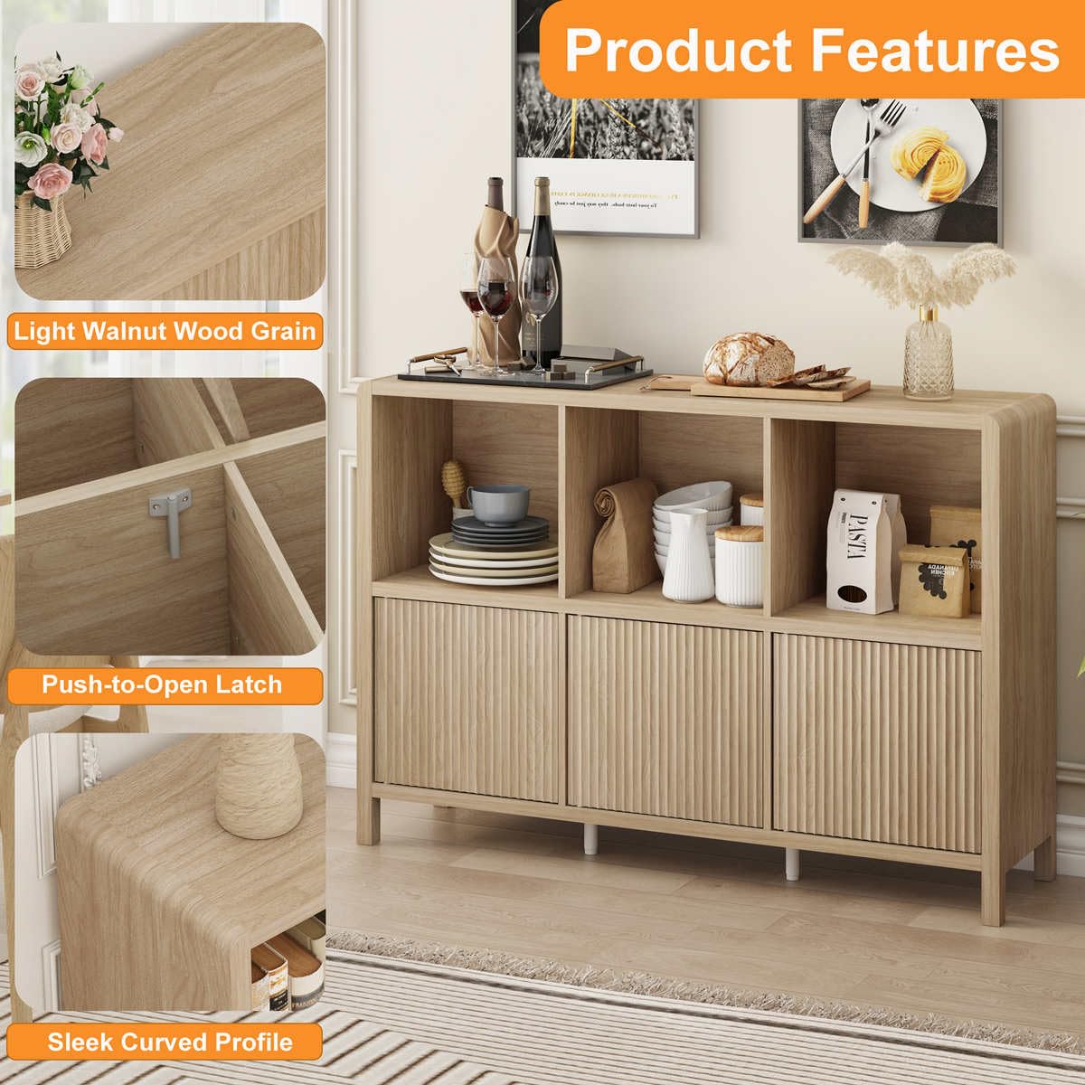 Amazon.com: FATORRI 6 Cube Horizontal Bookshelf with 3 Doors