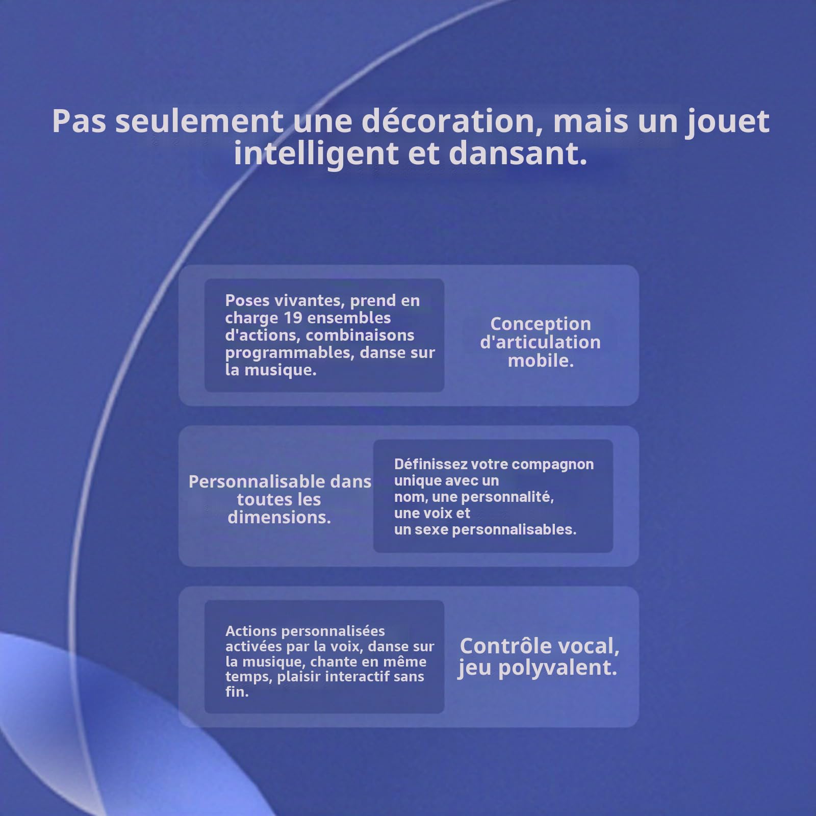 AI Chatbot Robot avec interaction émotionnelle, chant et danse, commande vocale pour la maison pour compagnon (noir)