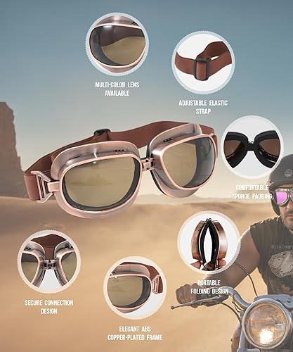 Miniatura 4 de Gafas CRG Sports estilo clásico de piloto de aviación para motocicleta crucero, tipo scooter T04 T04ST