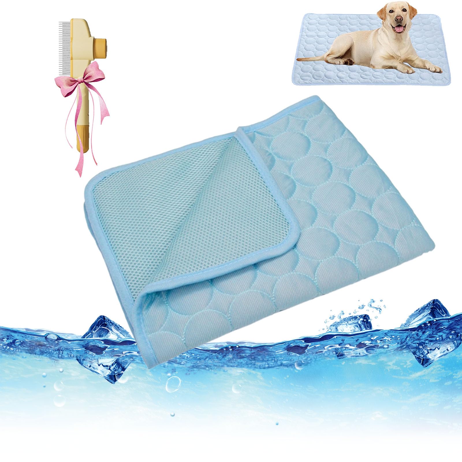 Breeze Buddy Dog Ccooling Mat, Cooling Mat for Dogs, Durable Pet Cool Mat Non Toxic Gel Self Dog Cool Pad, Cool Mat for Dogs Cats in Hot (Lightblue, XS(40 * 30cm))