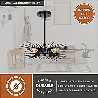 Vista 5 de VAXCEL Nikko - Lámpara de techo semiempotrada moderna de 16 pulgadas de ancho, color negro de mediados de siglo