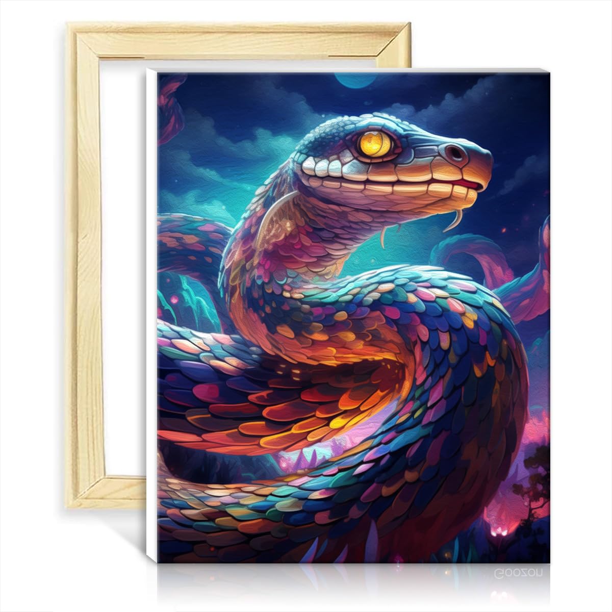 Tangfeiy As09 Snake On Canvas Painting By Numbers Snake Diy Paint By Number With Brushes And Acrylic Pigment On Art Paint By Number For Adults No Frame(30X40cm)