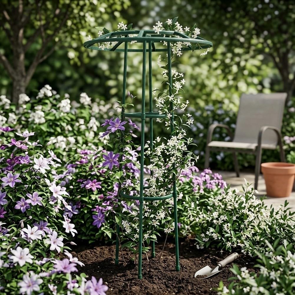 Kletterhilfe für Pflanzen Metall 192cm Wetterfest Grün(154cm)