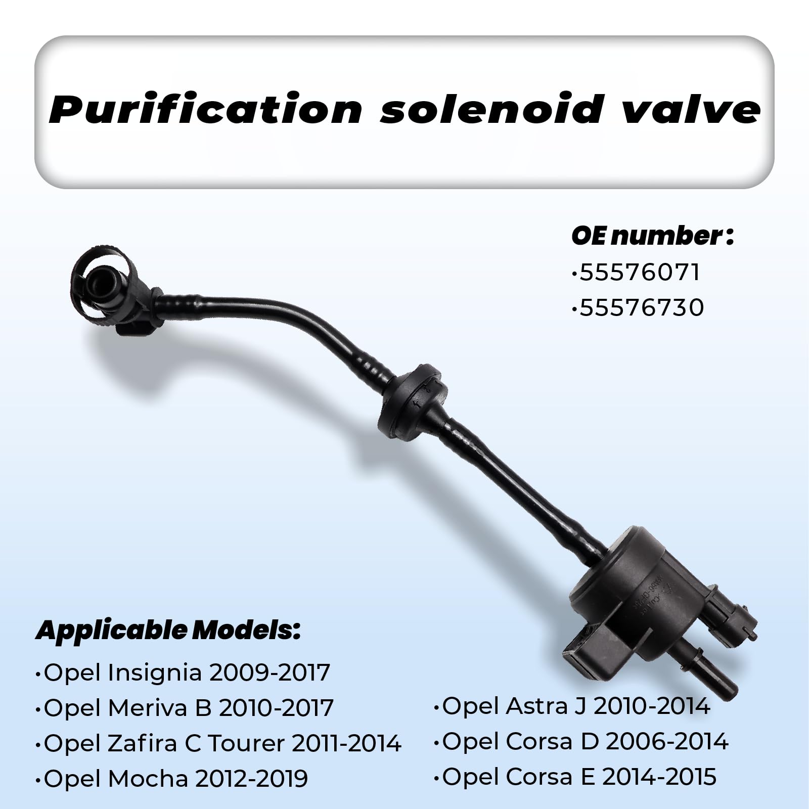 Válvula Magnética para Válvula Purga Combustible Válvula Ventilación Tanque Vapor Repuesto con Opel Astra J Corsa D, E, Insignia, Meriva B, Mokka, Zafira C 55576730 55576071