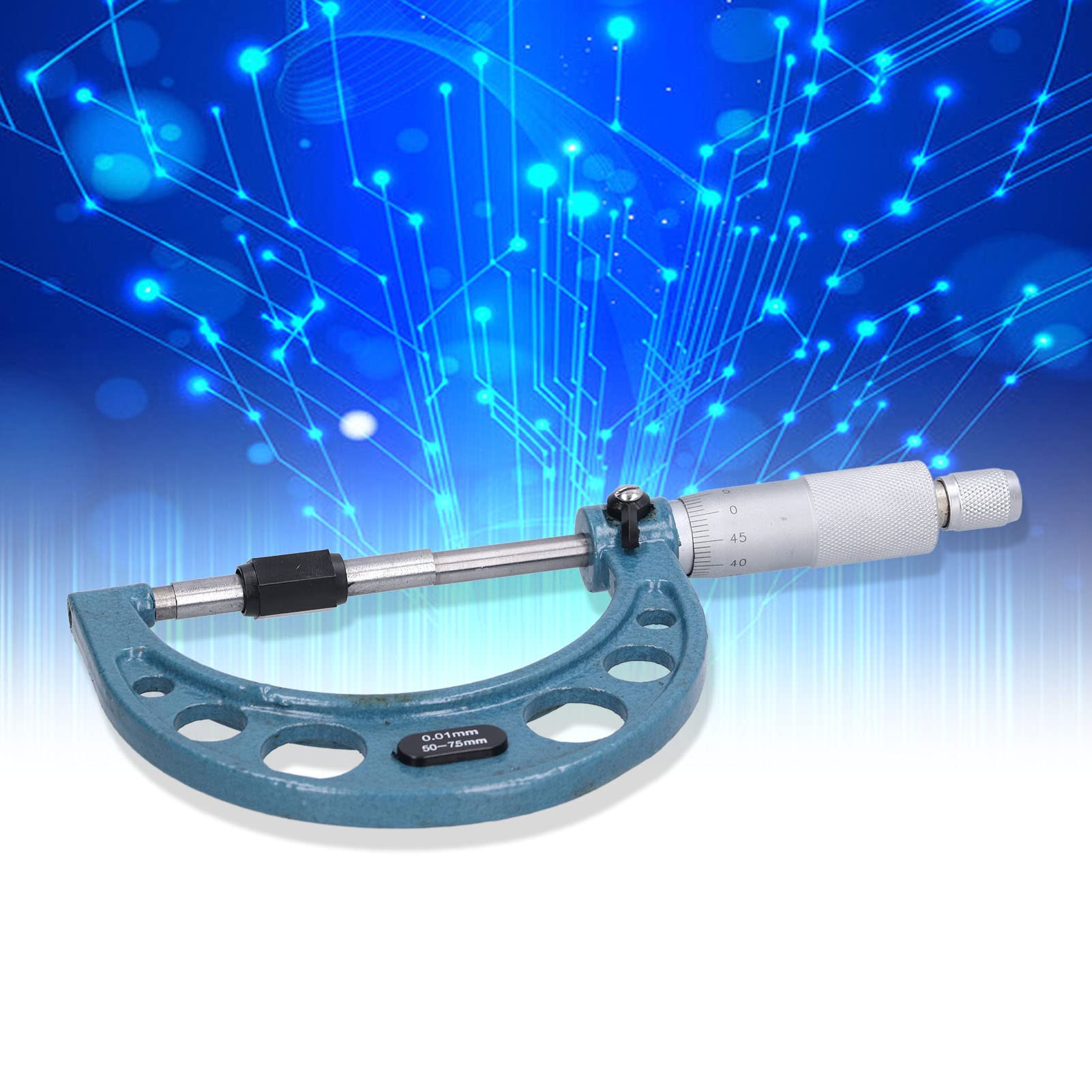 Micrometro Esterno, Micrometro di Spessore Strumento di Misurazione dello Spessore Ad Alta Precisione in Acciaio Inossidabile con Chiave 0,01 Mm (50-75 mm)