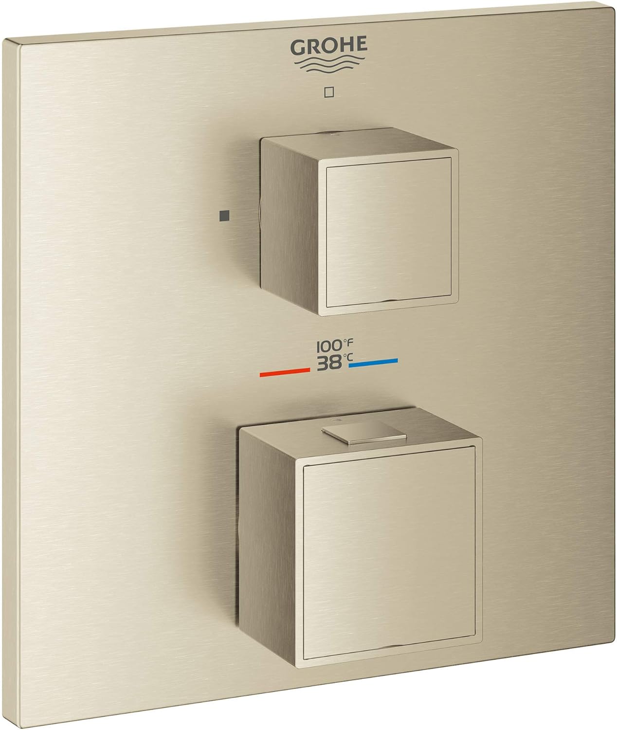 GROHE 24158EN0 Grohtherm Cube Dual Function 2-Handle Thermostatic Trim, Brushed Nickel InfinityFinish Dual Function Brushed Nickel Infinity Finish