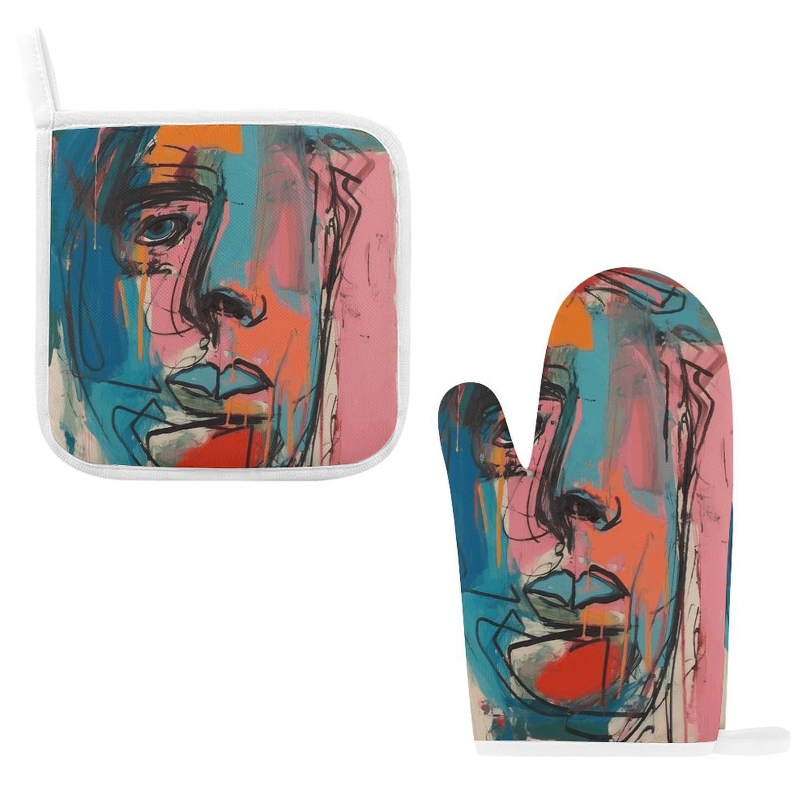 Fodpand Style Face And Color Oven Mitts And Pot Holders Sets