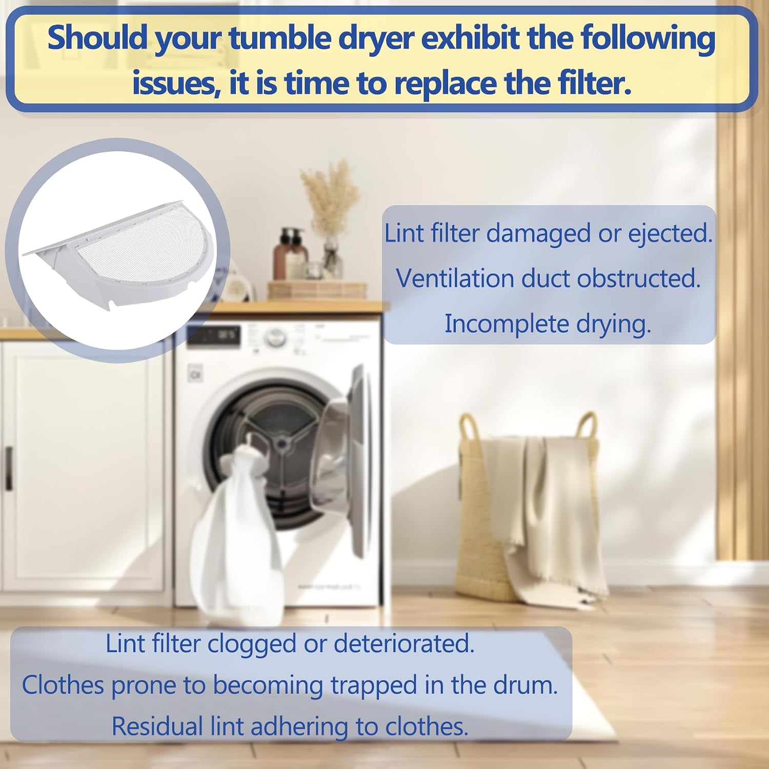 2026 Upgrade DBXR463ED1WW DBXR463GD1WW Dryer Lint Filter Fit for DWSR405GB0WW DCXR463EA0WW DBXR463EB1WW DBXR453EA0WW DBLR333EG1WW DBLR333EG6WW DBSR453EB2WW DJXR433GC3WW DPSE810GG6WT DCXR453GV0WW