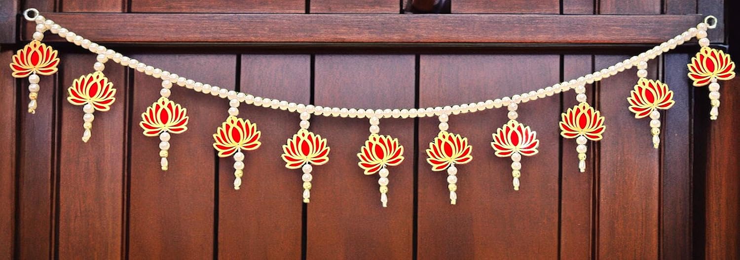 Handmade Traditional Lotus Door Toran - 40 Inch in Size, Perfect for Home & Festive Decor, Housewarming Gifts (T0021)