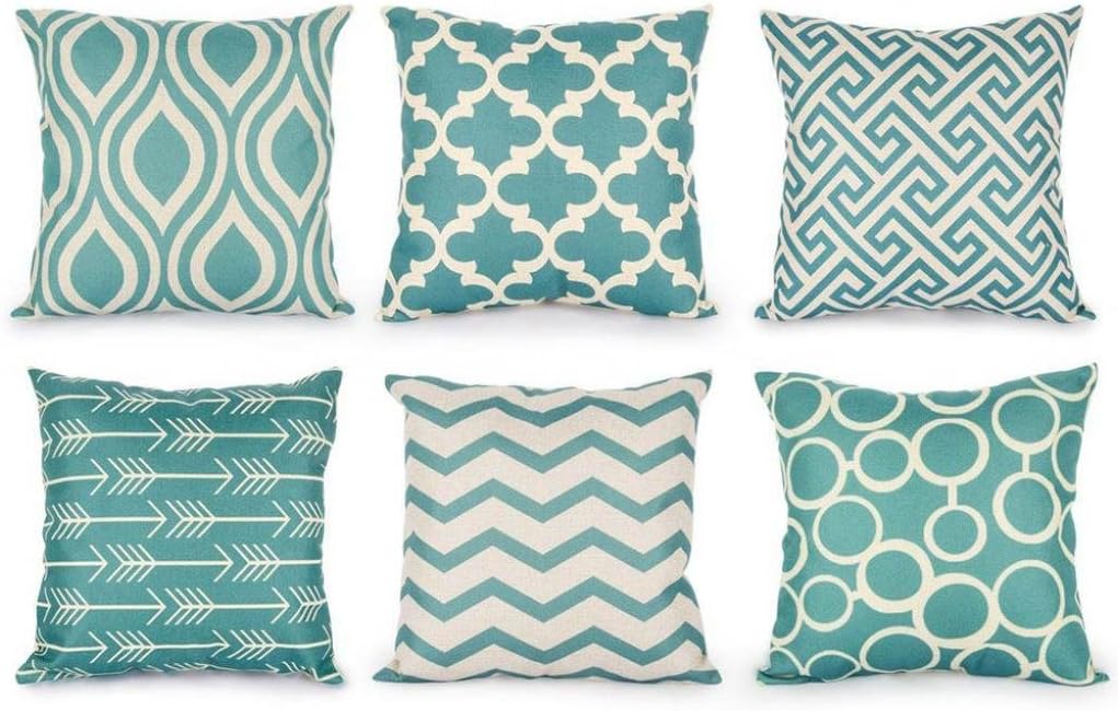 Colorful Geometric Cushion Cover Cotton Linen Home Decorative Square for Sofa Throw Pillow Case 18 x 18 Inch, 45cm x 45cm Pop Art Series