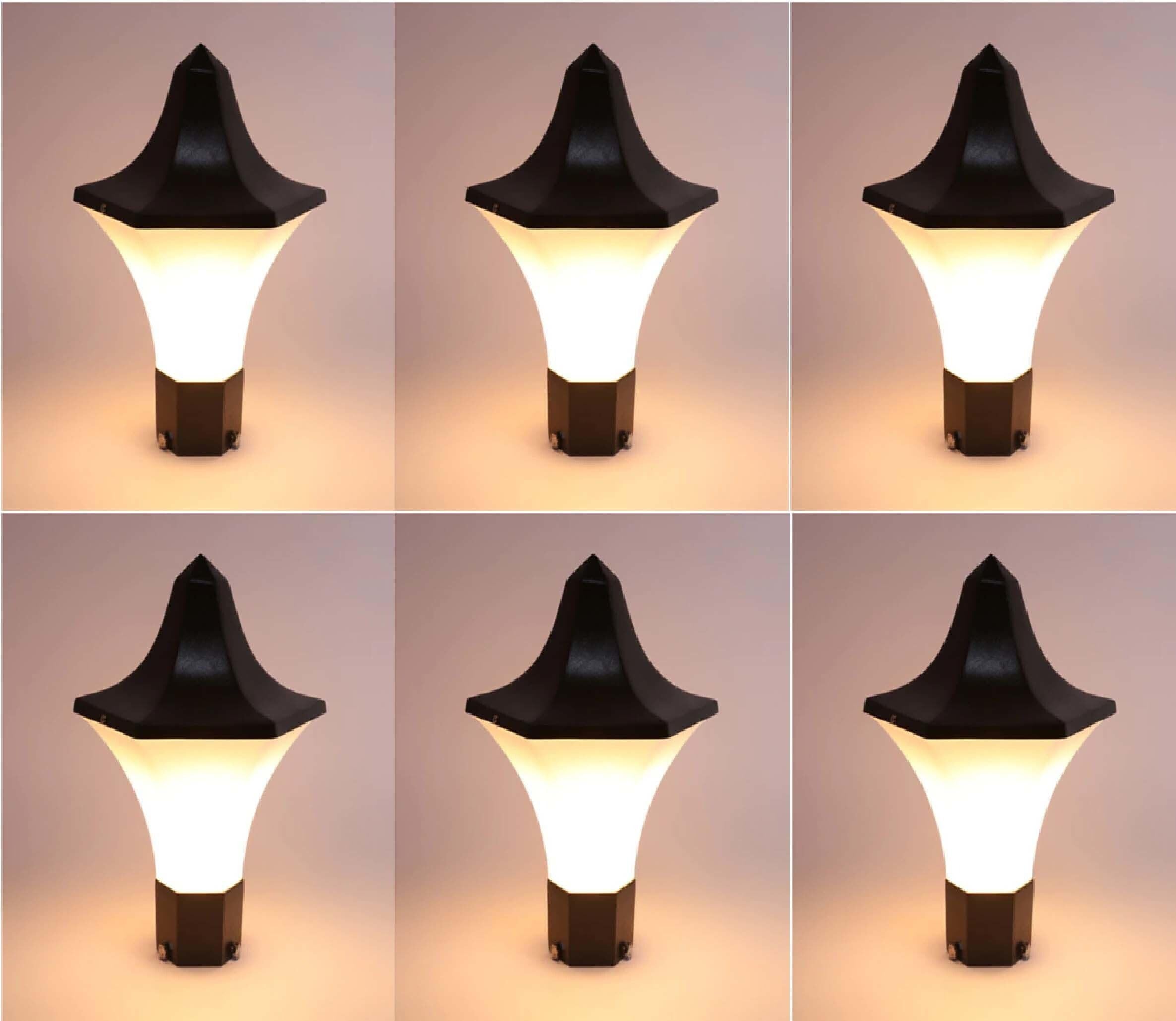 Fixed Gate Light Black-White Metal | Pack of 6 Outdoor Garden and Roof Entrance Lamps | Durable Weather-Resistant Decorative Exterior Lighting Fixture-image-11