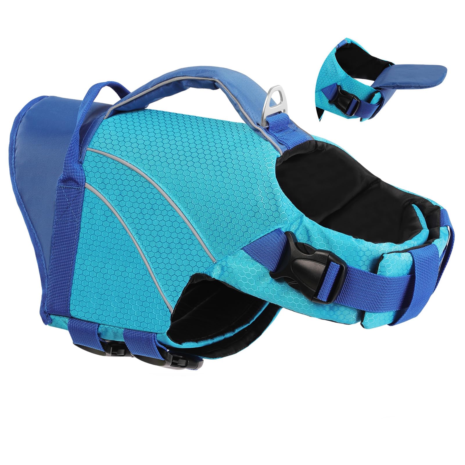 Giubbotto Salvagente per Cani Grandi - Giubbotto di Sicurezza Regolabile con Maniglia e Strisce Riflettenti, Taglia XS-XXL, per Mare, Piscina, Lago, Canoa | KONVINIT Dog Life Jacket