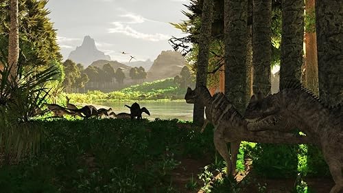 carnívoras Ceratosaurus Dinosaurios Tallo a una manada de Camptosaurus semillas de planta carnívora Póster Impresión (37x 21)