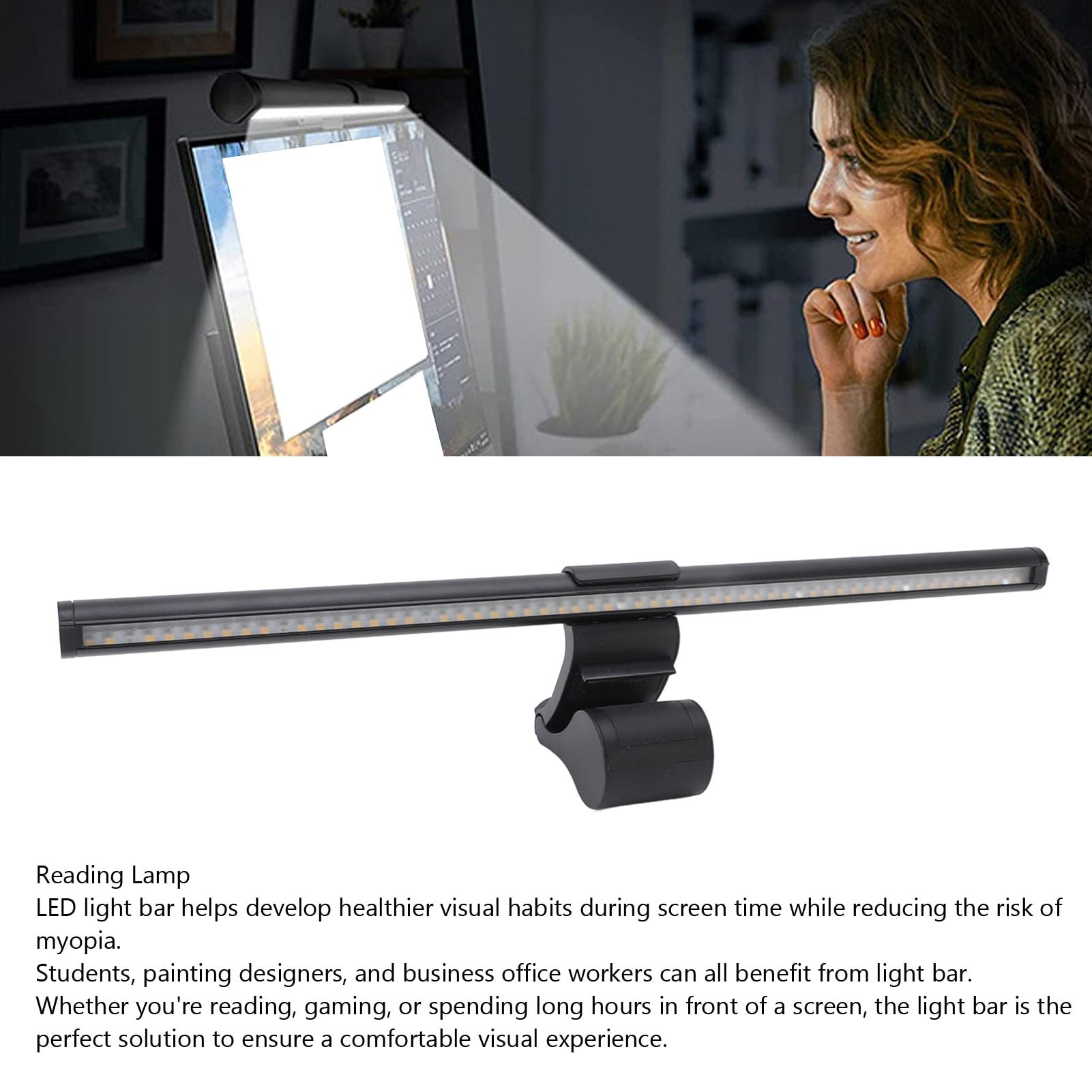 Hyuduo Barre Lumineuse LED pour écran D'ordinateur, Lampe de Lecture à Gradation Continue pour Le Soin des Yeux, pour écran de 15 à 22 Pouces, avec Réglage Tactile