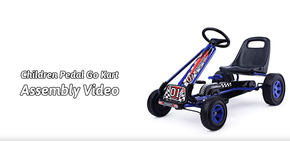 GOPLUS Gokart mit Verstellbarem Sitz, Kinderfahrzeug, Tretauto aus Gummireifen, Flexible Kupplung und Bremse, Vorwaerts und Rückwaerts, für 3-8-Jaehrige, max.30 kg, Indoor und Outdoor (Blau