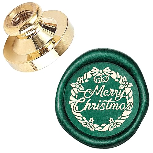 CRASPIRE Sello de cera de sellado de Navidad con diseño de muérdago X'Mas EVE de 0.988 pulgadas, sello de cera reemplazable, cabeza de latón, para