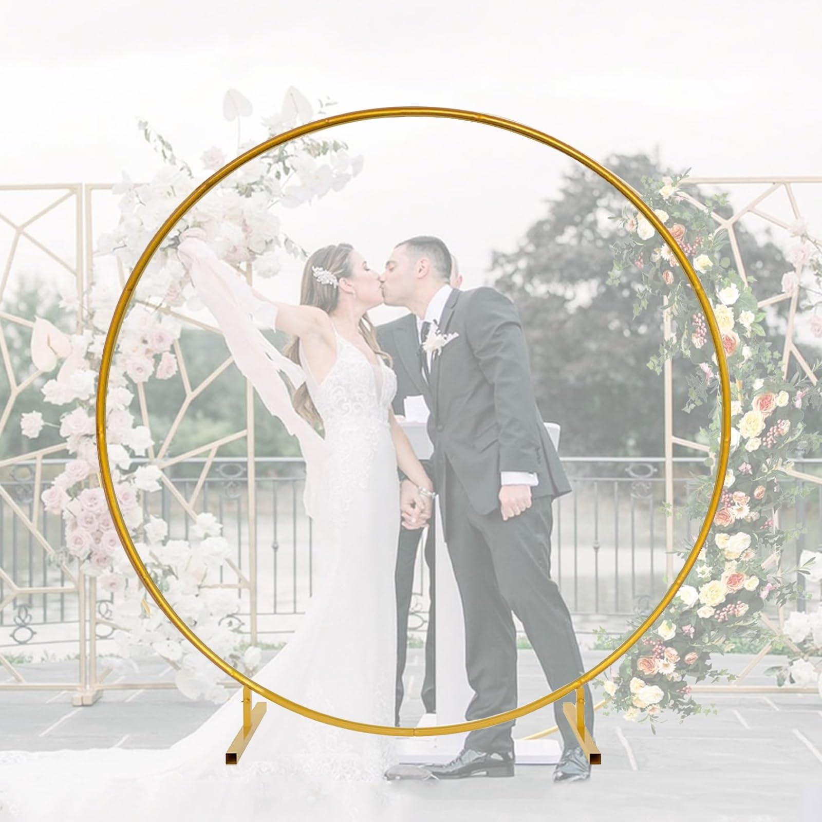 Metalowy stojak na obręcze na balony – okrągły stojak do dekoracji – trwały, odporny na warunki atmosferyczne design na urodziny, baby shower, przyjęcie z okazji ukończenia szkoły