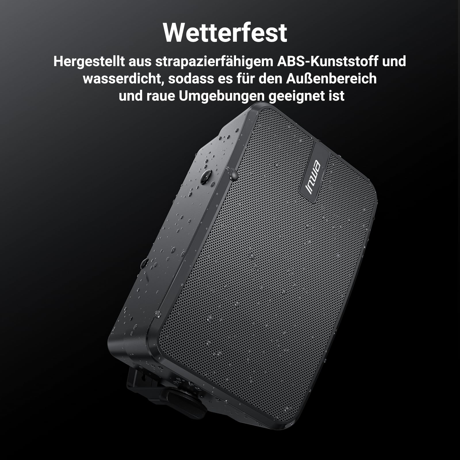 Inwa Outdoor Bluetooth 500W Lautsprecher, Aktiv/Passive Wandhalterung, IPX5, Stereo, Paar, MZ660, RMS 50W