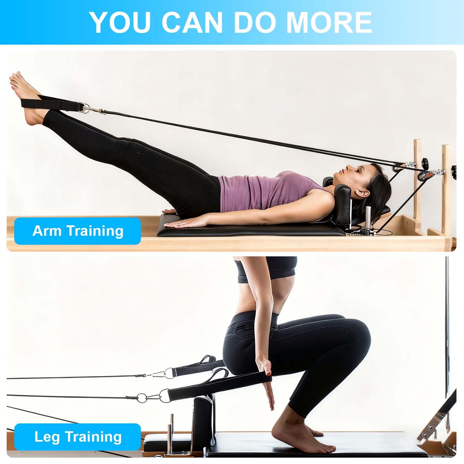 2 Pièces Sangles De Pilates, Sangle Musculation à Double Boucle, Épaisseur Confortable Avec Anneau En d, pour Bande De Resistance Musculation, Entraînement à Domicile, Sangle De Tirage