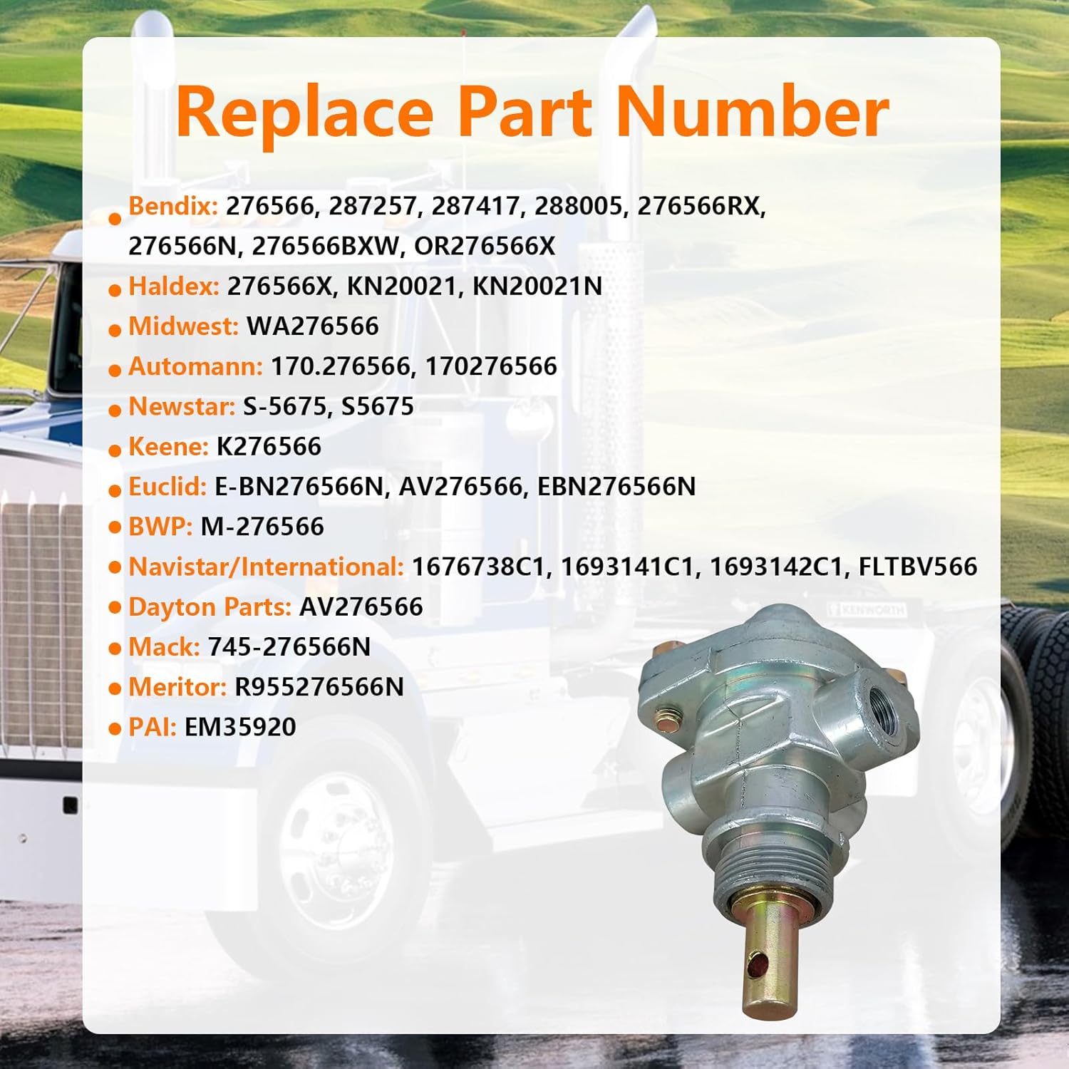 276566 Parking Emergency Brake Dash Push Pull Control Valve Fit For 277015 Haldex KN20021 Truck and Trailer