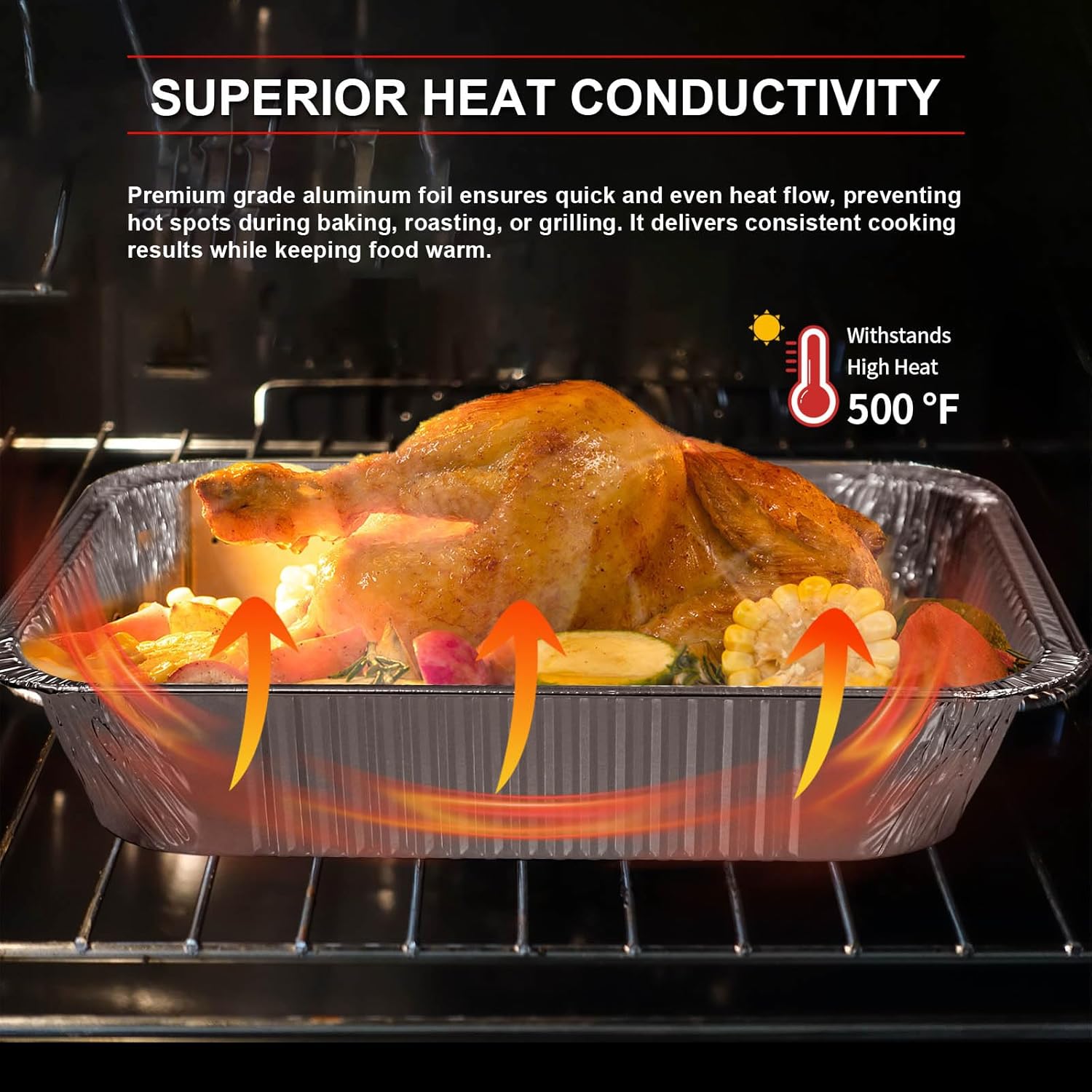 GrillChef Aluminum Foil Pans, Disposable 9x13 Baking Pans, 30 Pack Tin Foil Holders Half Size for Cake, Steam Table, Cooking, Heating, Storing, Aluminum Trays Heavy Duty