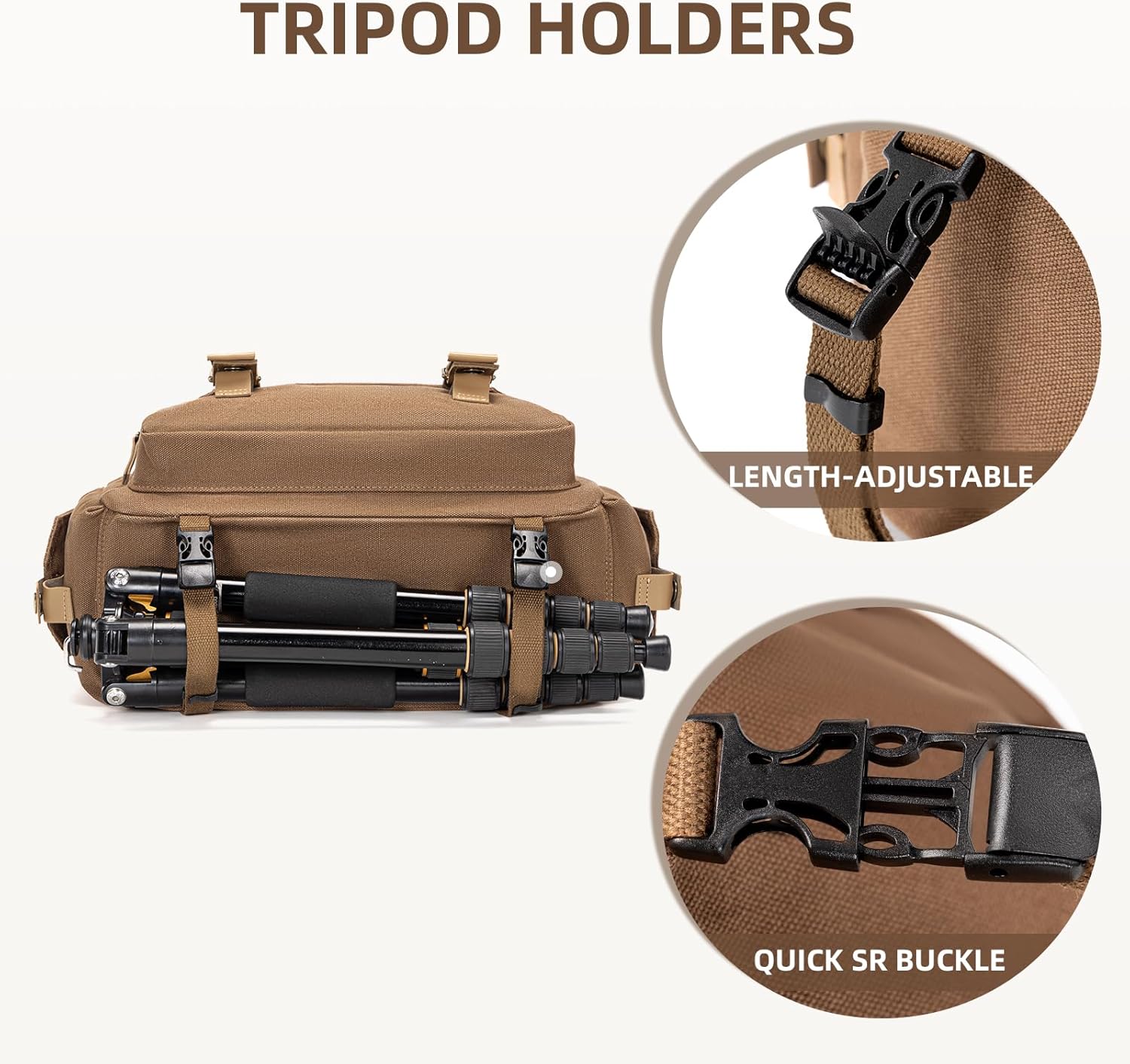 CADeN Camera Bag Case Canvas Compatible for Nikon, Canon, Sony DSLR/SLR Mirrorless Camera with Tripod Holder, Camera Shoulder Messenger Bag for Men/Women (1.0 Brown) - Image 7