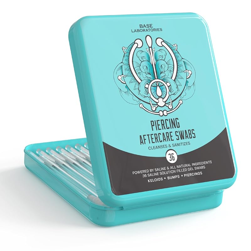 BASE LABORATORIES Hastes de gel salino para cuidados de piercing, pacote com 36 unidades