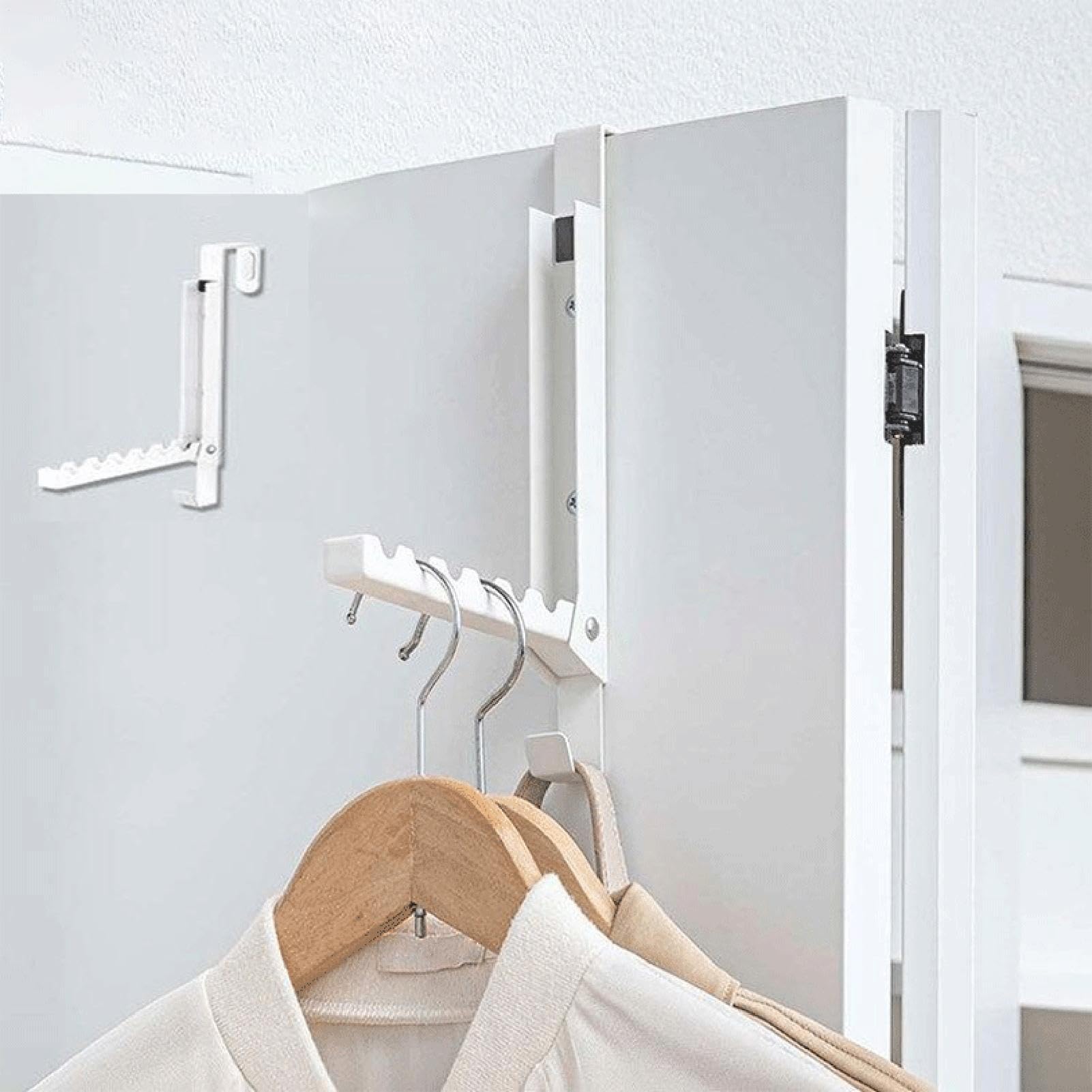 Praticolo per lavanderia sopra la porta - 2 pezzi di vestiti sopra la porta | 2x vestiti pieghevoli in metallo, vestiti da viaggio, supporto per vestiti, vestiti sopra la porta per asciugamani