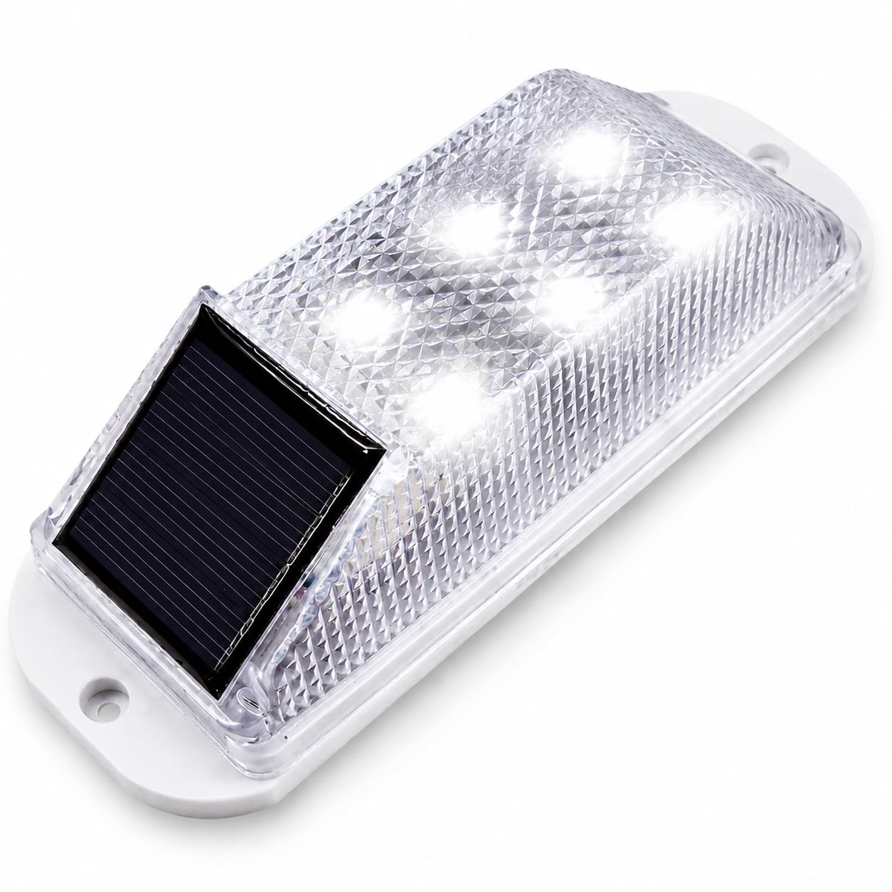 Solar Strobe Warning Light: Sensitive LED Warning Lamp High Bright Waterproof IP65 Flashing Beacon Barricade Construction Safety Traffic Light for Driveways Dock (Wihte)