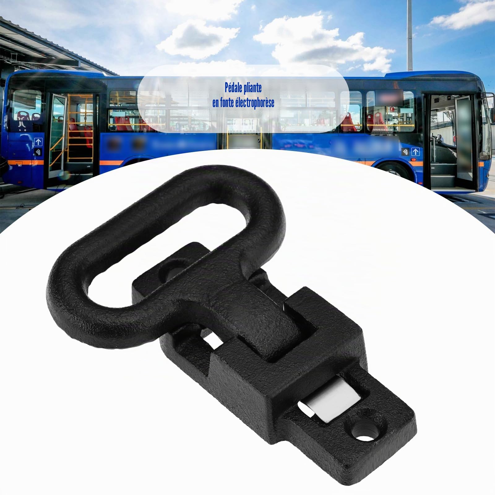 1 pc Marche latérale pliante en acier galvanisé ultra-résistant 10 cm x 5,3 cm Noir peint antidérapant pour autobus, remorque pour chevaux, camion, camping-car - Plateforme robuste et sécurité