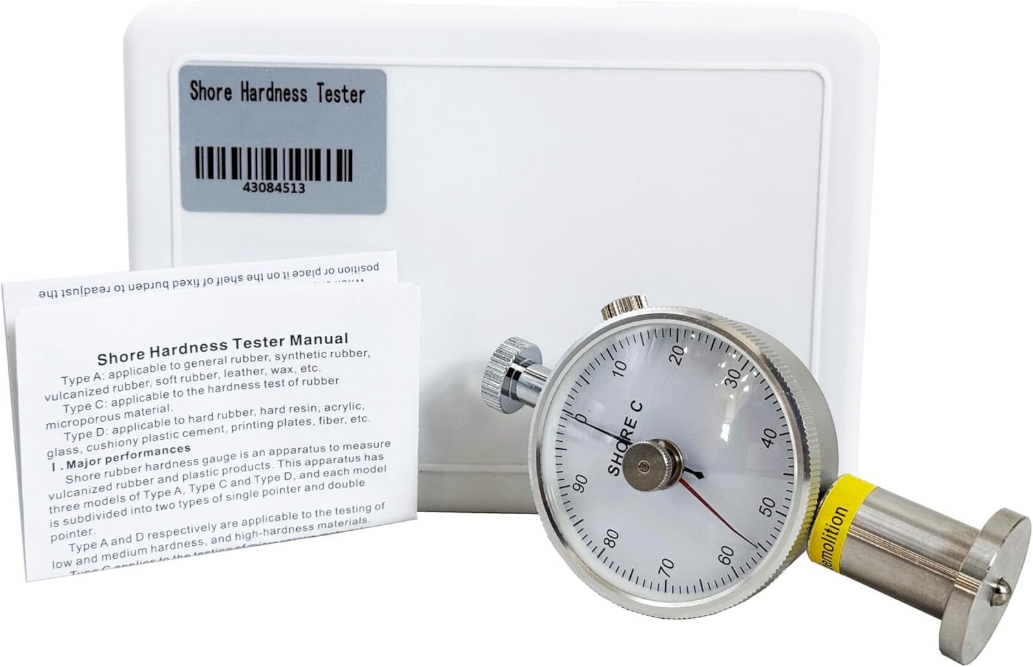 Double Needle Shore C Hardness Tester Durometer with Measure Range 10 to 90 HC Resolution 1 HC for Foam Sponge Rubber Microporous Material Etc