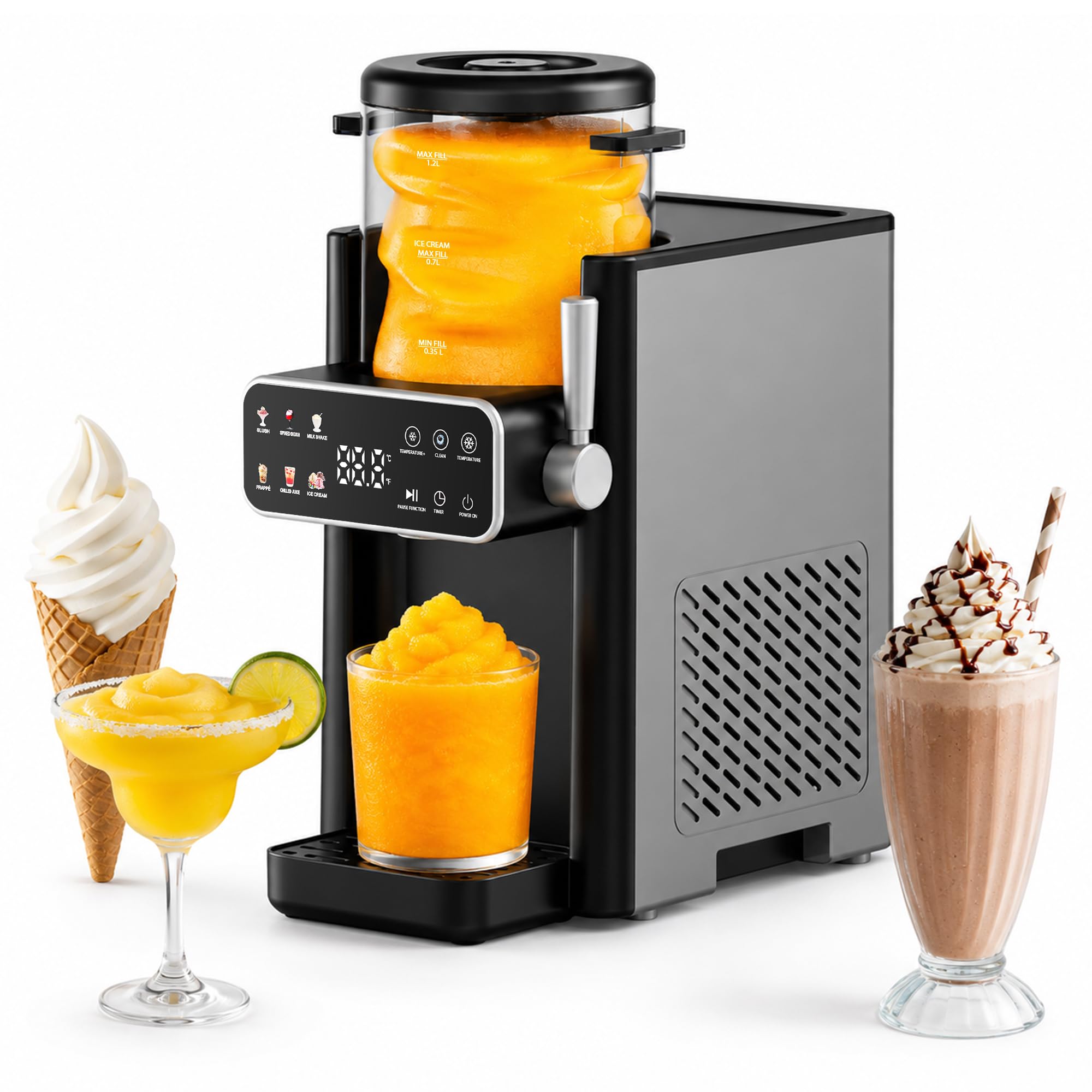 SiroSage Slush Maschine, Slushie maschine mit 12-Stunden-Vorwahltimer für Heimgebrauch Slush, Frappé, Milchshake & Margaritas, kein Eis Erforderlich,1 Pack, 6 Voreinstellungen