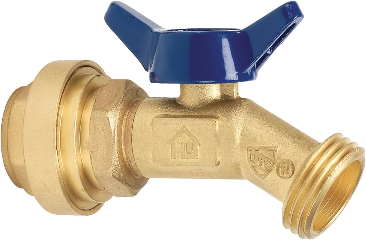 GripWerks P183-8-34 Push-Fit Hose Bibb Valve, 3/4-Inch, Brass