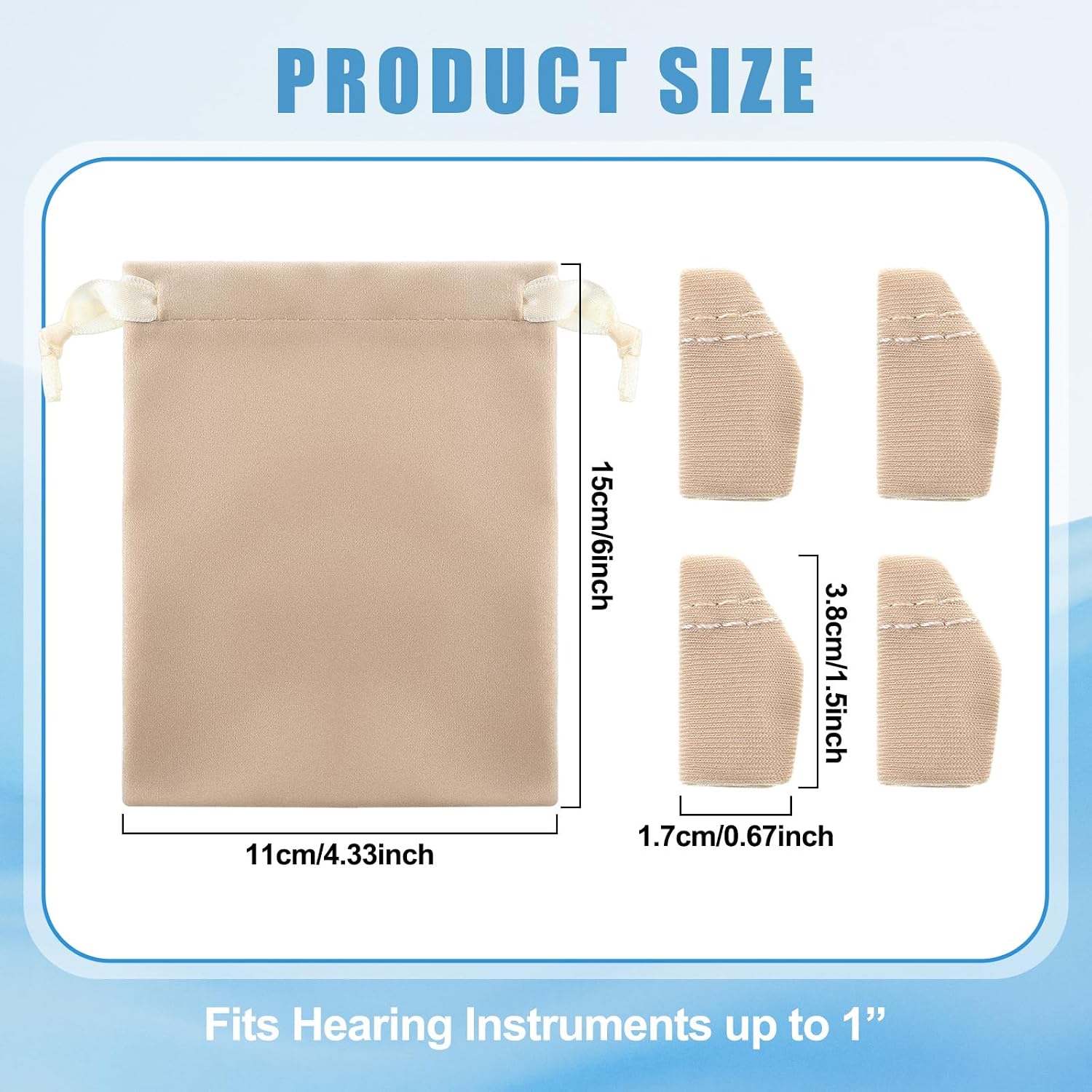 Nuanchu 2 Packs Hearing Aid Comfort Protection with Storage Bag Hearing Aid Cover Fits 1" to 1.25" Protect Amplifiers from Dirt, Sweat, Wind(Fits 1",Khaki)