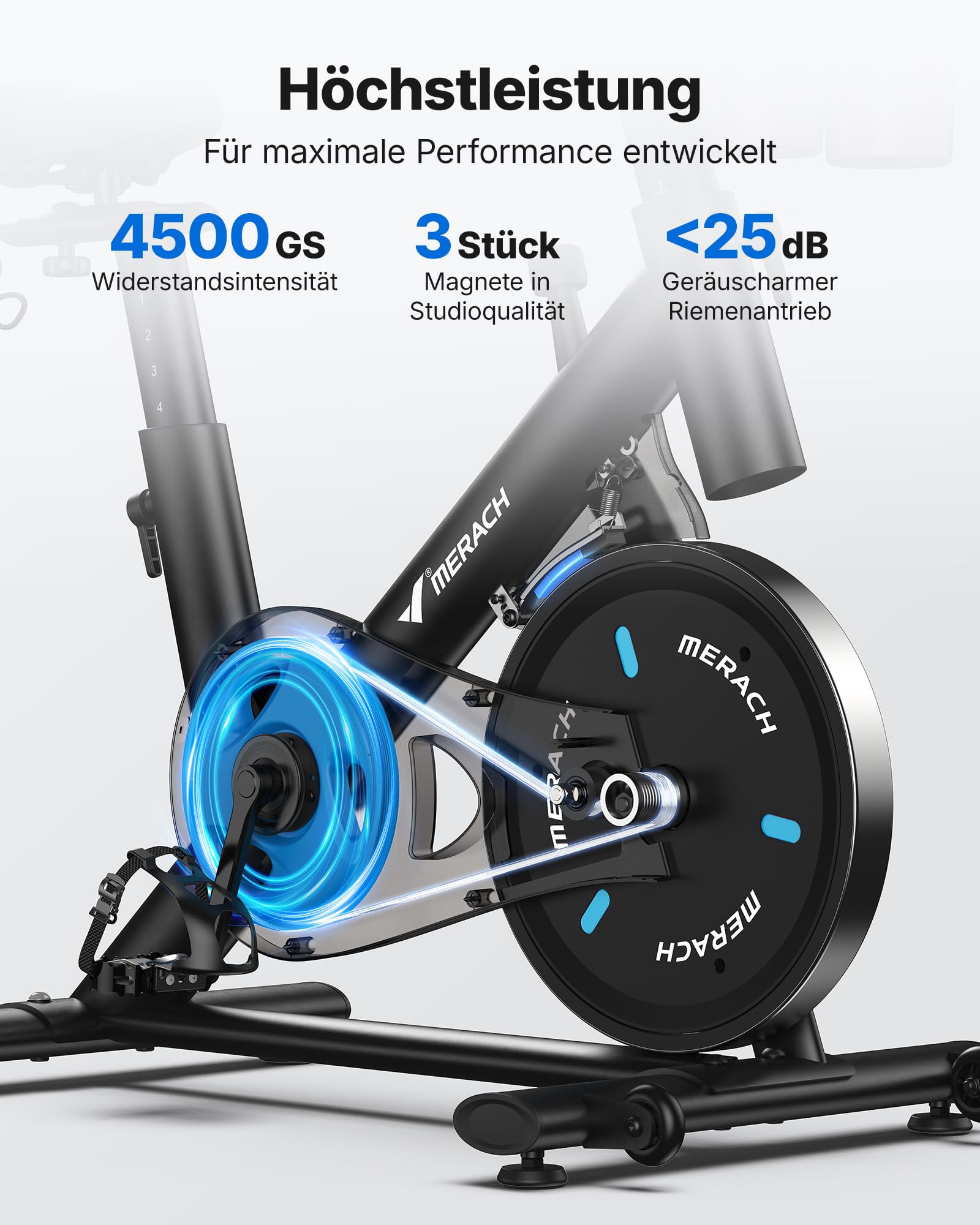 MERACH Heimtrainer Fahrrad mit 15,6" FHD-Bildschirm(180°/90° drehbar), leises Magnetbremssystem Indoor Cycling Bike für Zuhause, App-kompatibel mit Merach App Coaching, Zwift & Kinomap, bis 136KG