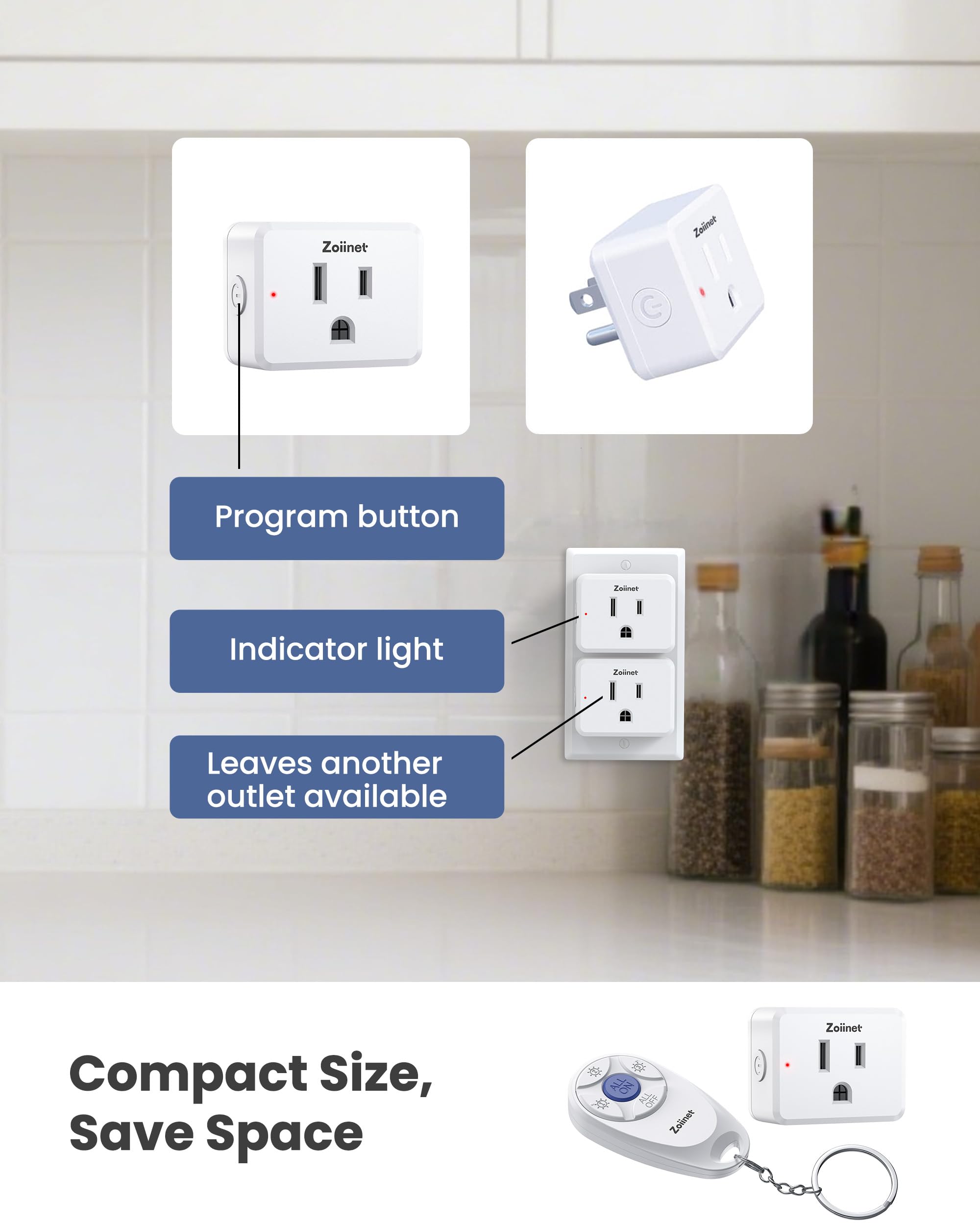 Mini-3-fach-Fernbedienung, Steckdosenschalter, Mini-Schlüssel-Design, erweiterbare kabellose Lichtschalter, keine Verkabelung, kein WLAN, 91 m, 15 A/1500 W, für Haushaltsgeräte (3 Stück)