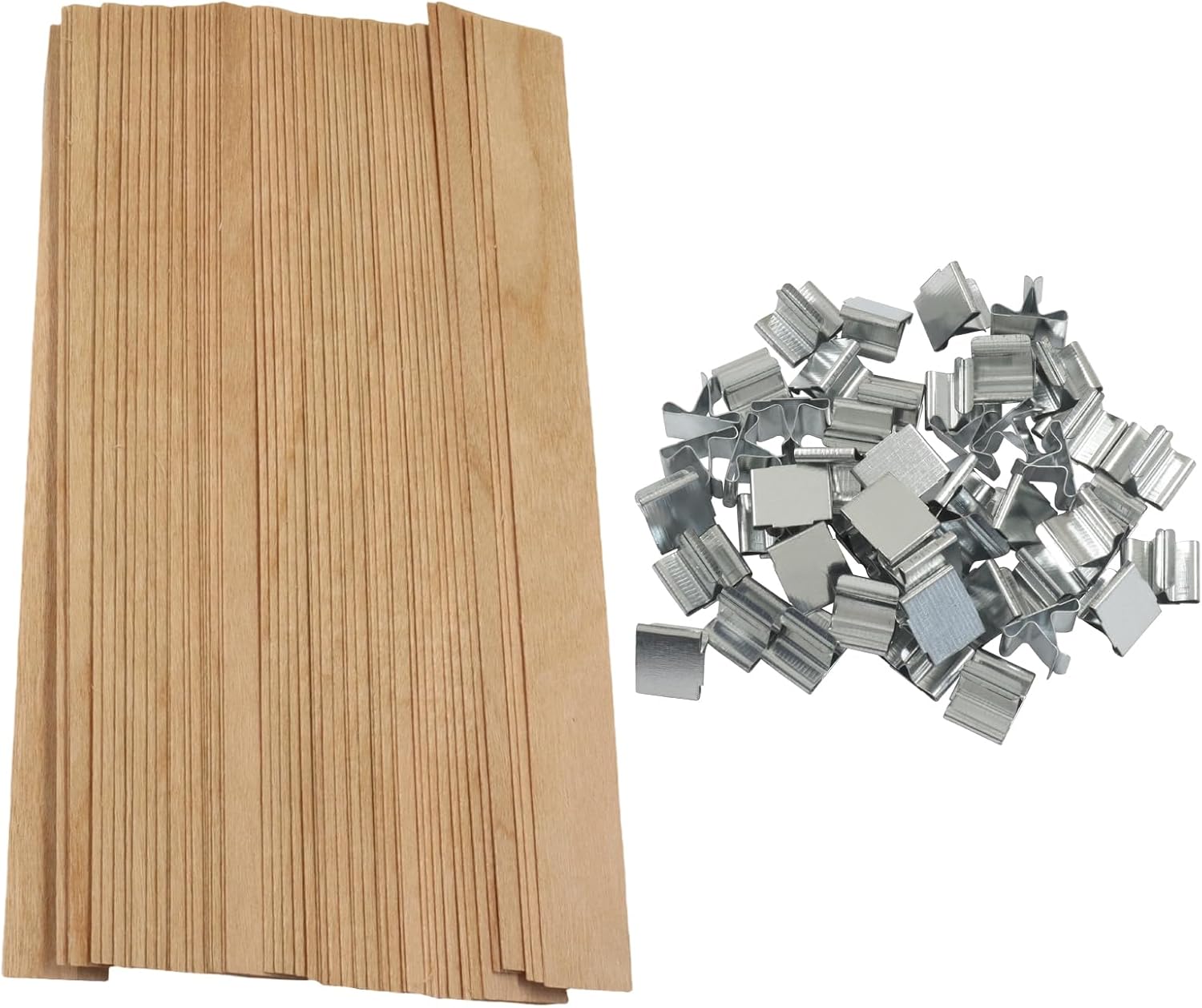 100 Mechas de Madera para Velas con Bases Metálicas