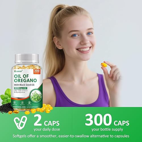 Miniatura 7 de 300 cápsulas blandas de aceite de orégano salvaje Orgánico Aceites de orégano en cápsulas blandas Orgánico con aceite de semilla negra