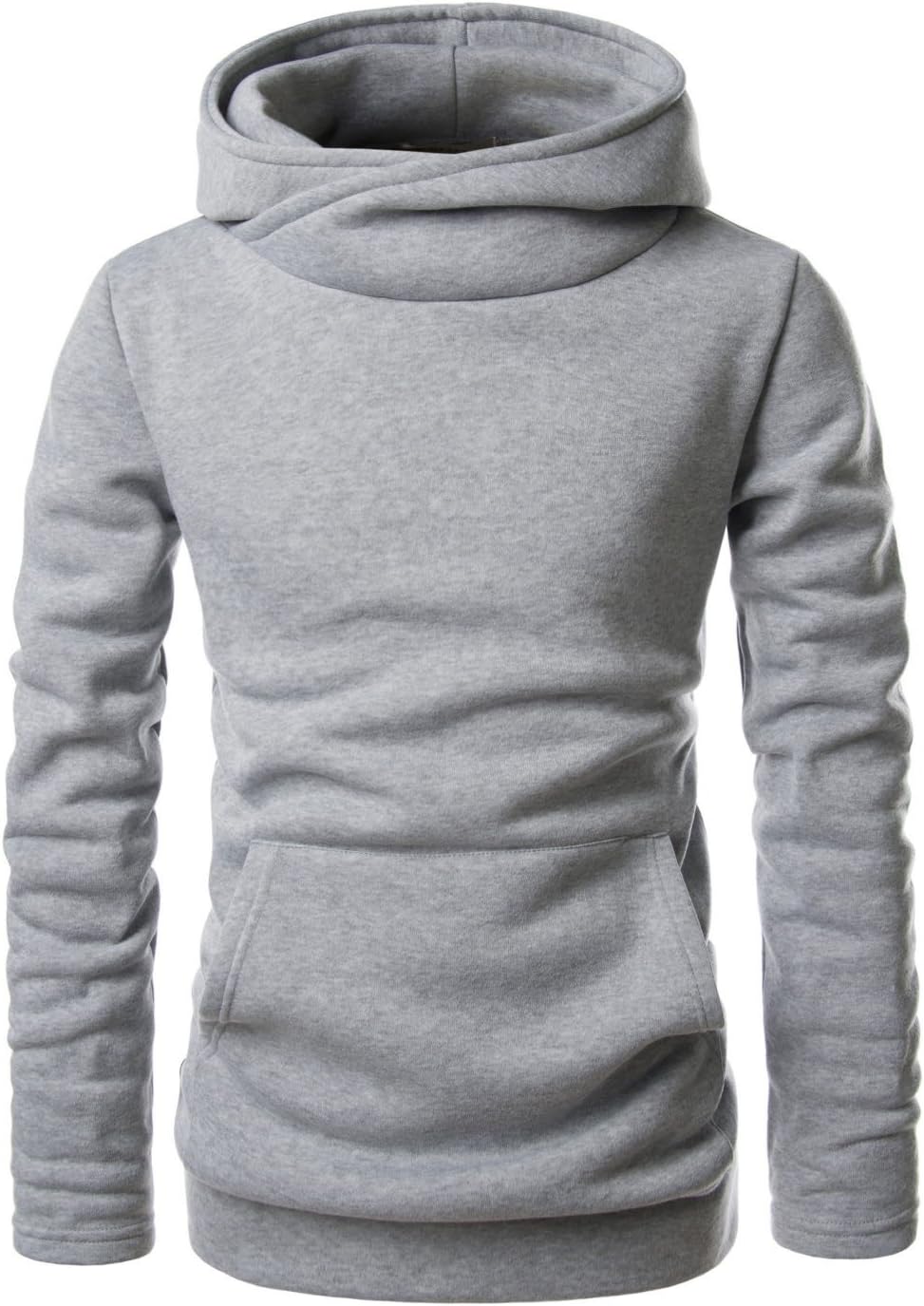 Showblanc (SBNKH510) Mens Stylish Pullover Funnel Collar Fleece Lined Hooded Sweatshirt GRAY US XS(Tag size XS)