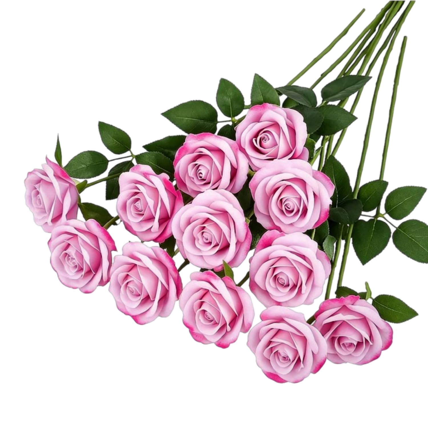12 Pcs Artificial Dark Pink Roses, Artificial Roses Fake Silk Flowers