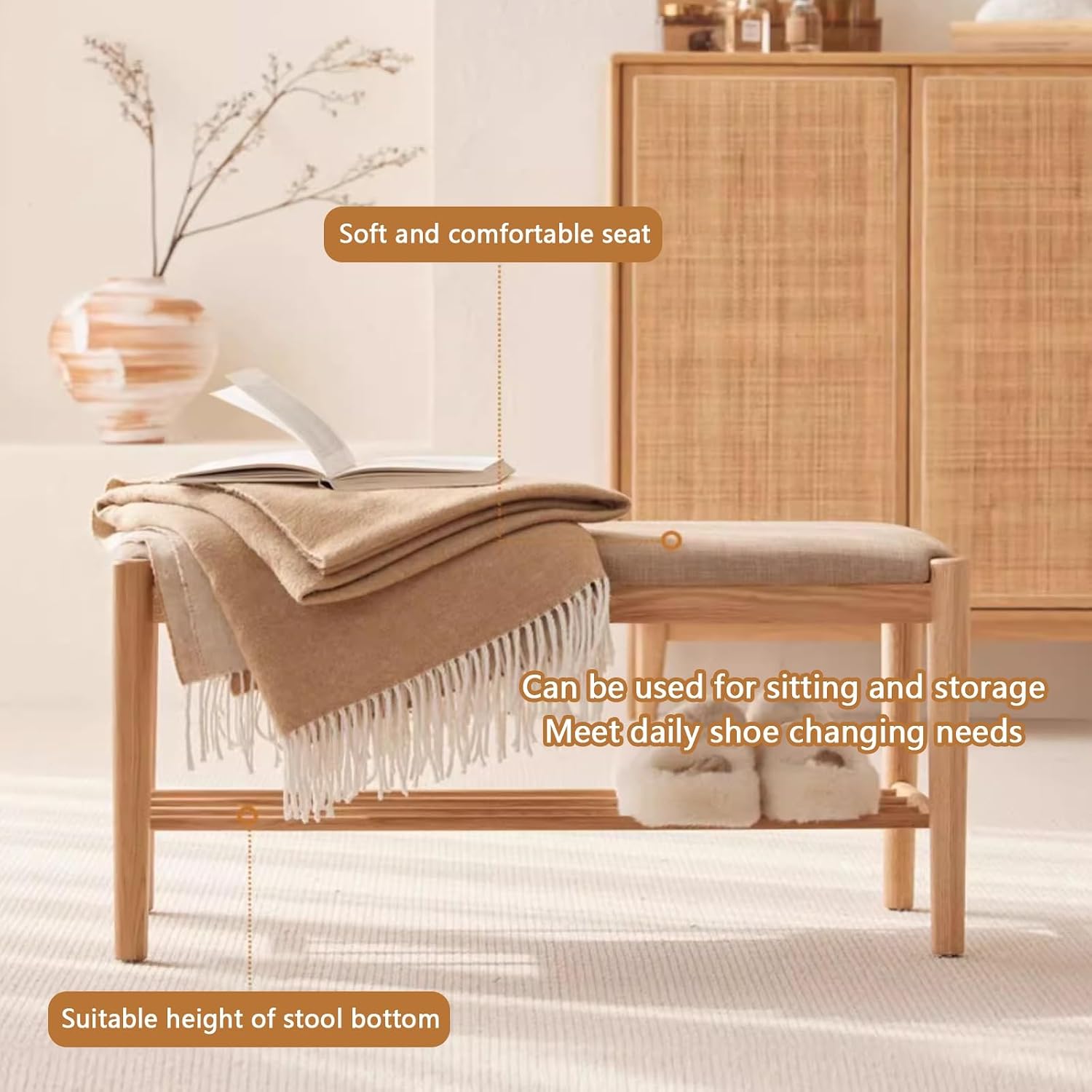 Hallway Shoe Storage Bench, Indoor Decoration Shoe Rack with Padded, Modern entryway upholstered Shoe Bench, Shoe Rack with seat Bench, for Hallway, Living Room, Hallway, Bedroom and Porch.